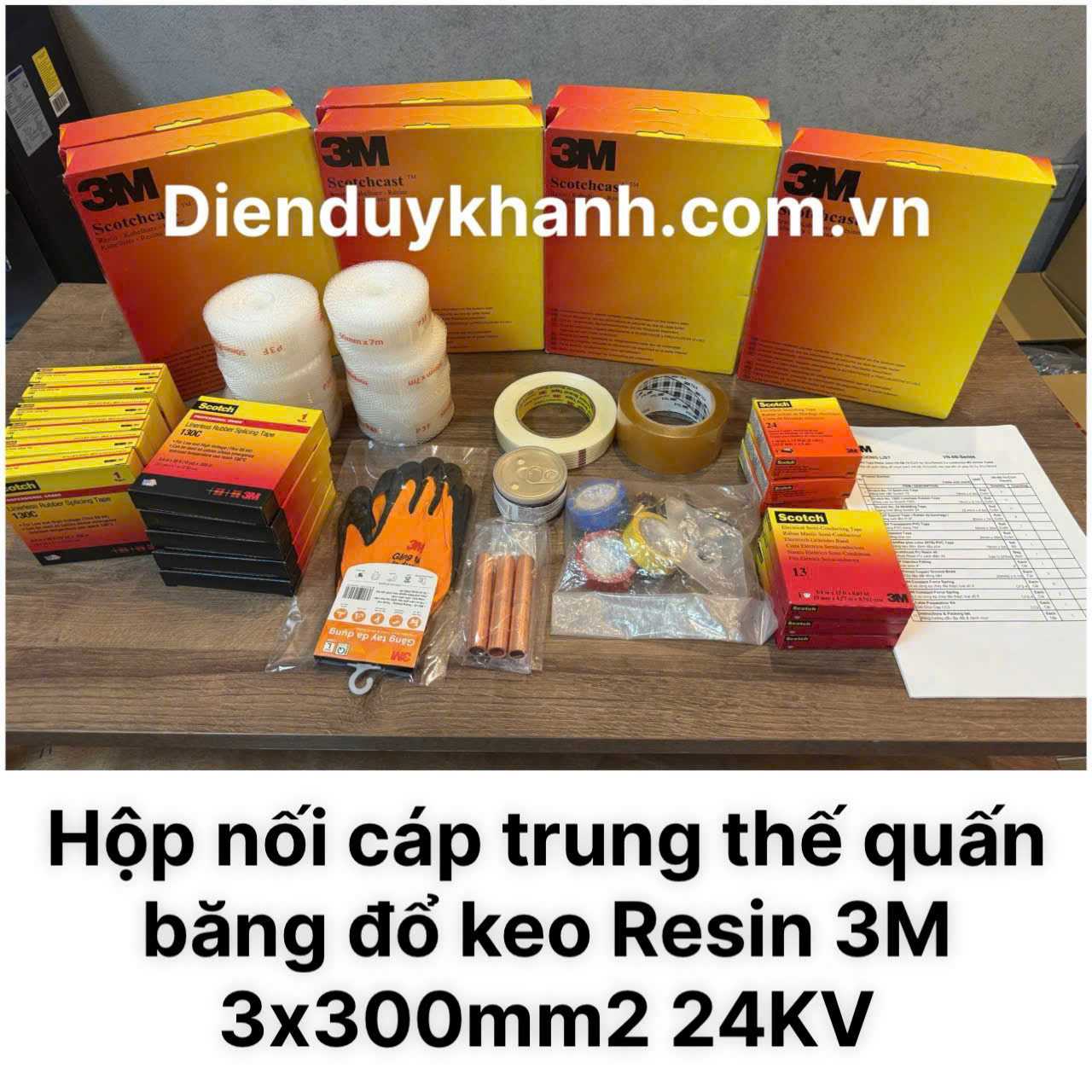 Hộp Nối Cáp Trung Thế Quấn Băng Đổ Resin 24KV 3Cx300_ VN-5B 93-A 300-Cu/3